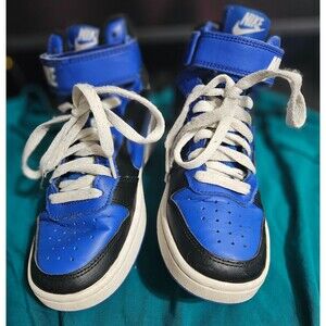 Size 3.5Y (GS) - Nike Court Borough 2 Mid Black Game Royal